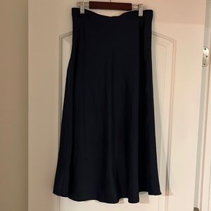 H&M Navy Blue Satin Midi Skirt